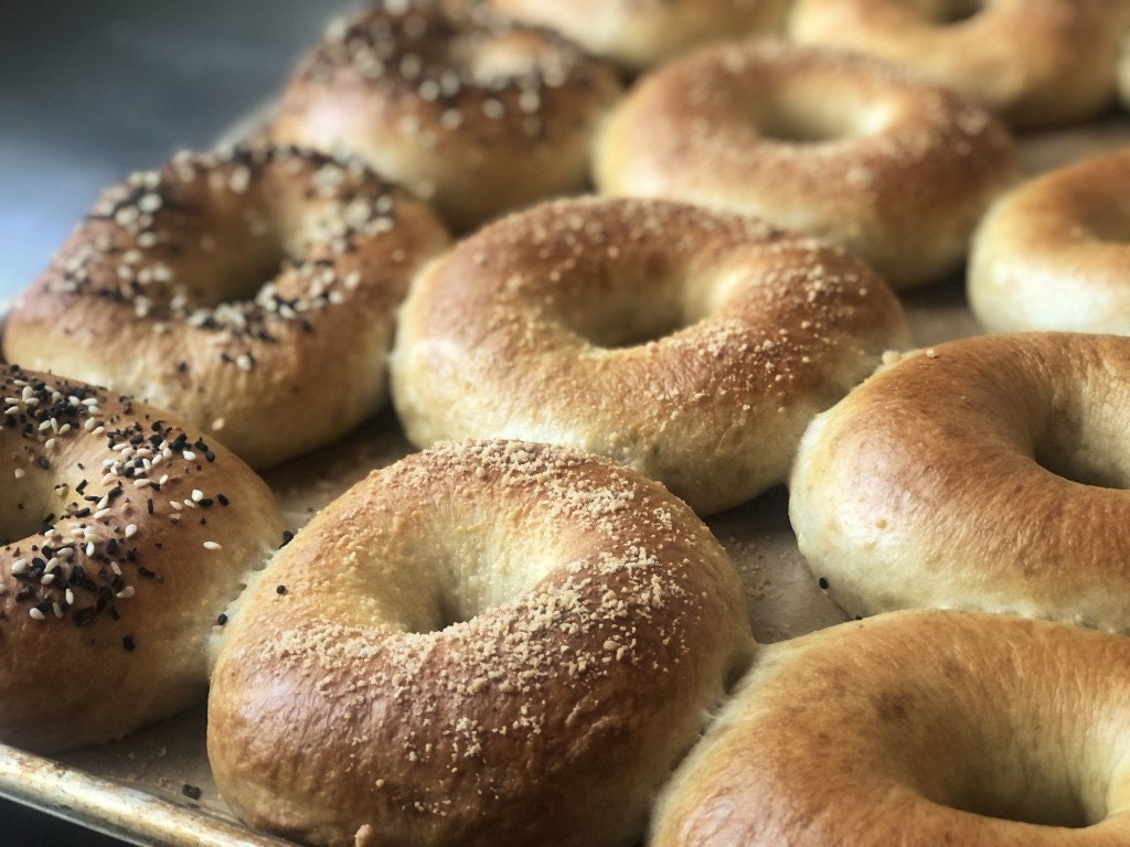 Homemade Everything Bagel Kit, NYC Style Bagel, DIY Bread Kit, NYC Foods, Sesame Bagels, Bagels from scratch, Foodie Gift, Homemade Bagel